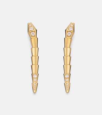 Serpenti Viper 18kt gold earrings with diamonds | Bvlgari