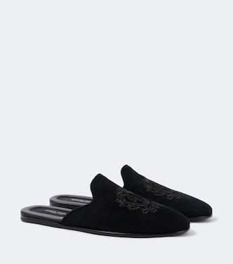 Bestickte Slippers aus Veloursleder | Dolce&Gabbana