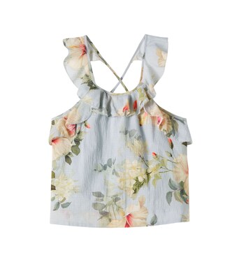Mahon floral ruffled cotton tank top | Zimmermann Kids