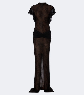 Omero ruched lace maxi dress | De La Vali