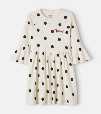 Polka-dot cotton-blend dress | Mini Rodini