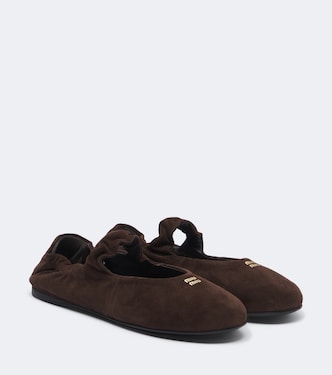Logo suede ballet flats | Miu Miu