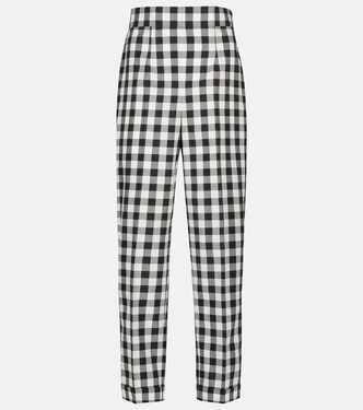 Gingham high-rise cotton pants | Miu Miu