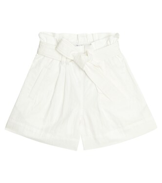 Cotton-blend paperbag shorts | Brunello Cucinelli Kids