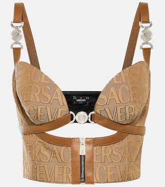 Bustier aus Jacquard mit Leder | Versace