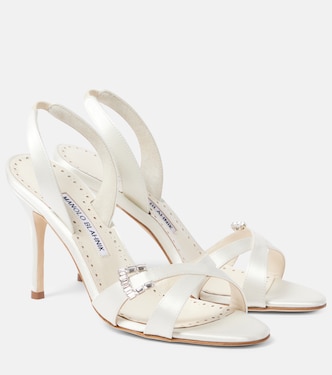 Verzierte Slingback-Sandalen Ramisli aus Satin | Manolo Blahnik