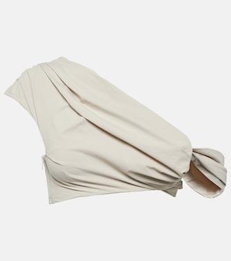 Crimp one-shoulder ruched crop top | Entire Studios