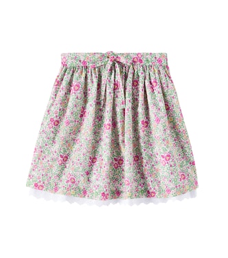 Luna lace-trimmed floral cotton skirt | La Coqueta