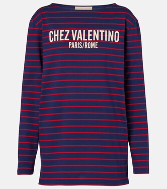 Chez Valentino striped cotton jersey top | Valentino
