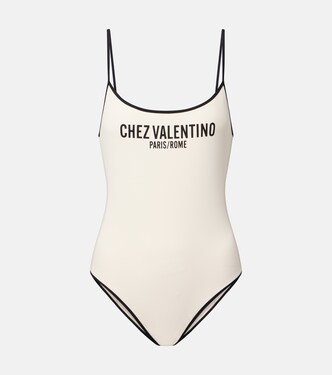 Logo printed piqué swimsuit | Valentino