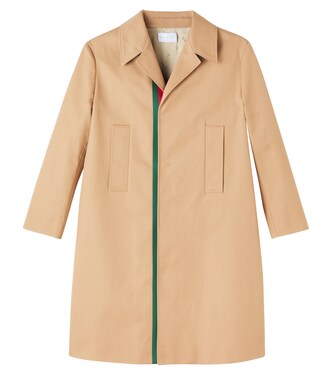 Web Stripe cotton coat | Gucci Kids