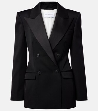 Double-breasted satin-trimmed wool blazer | Givenchy