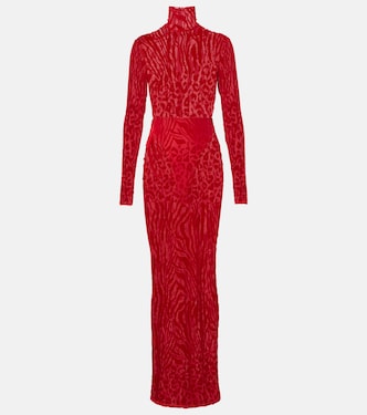 Printed turtleneck jersey maxi dress | Alex Perry