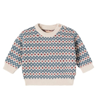 Baby Harlow jacquard cotton sweater | Wheat