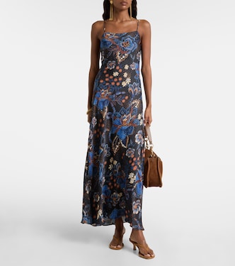 farm rio blue snake dress Snakes Bouquet maxi in multicoloured - The high neckline