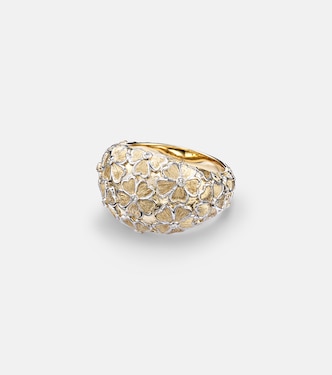 Bague Dôme Fleurie en or 9 ct et diamants | Yvonne Léon