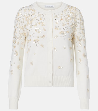 Embroidered virgin wool cardigan | Oscar de la Renta