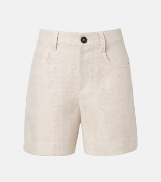 High-rise linen and cotton Bermuda shorts | Brunello Cucinelli
