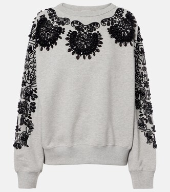 Embellished cotton jersey sweatshirt | Dries Van Noten