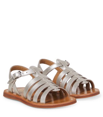 Plagette Strap metallic leather sandals | Pom d'Api