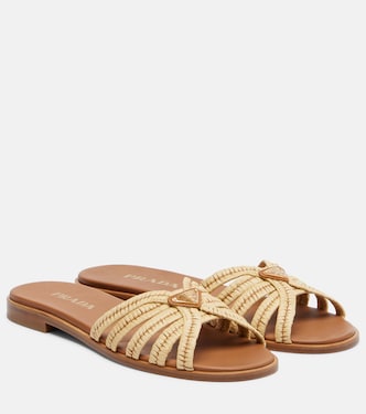 Crochet raffia-effect slides | Prada