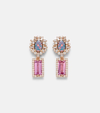 18kt rose gold drop earrings with gemstones | Suzanne Kalan