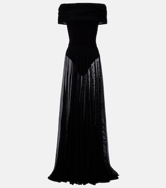 Robe longue à encolure bardot | Norma Kamali