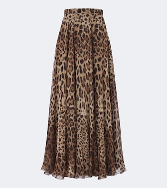 Leopard-print silk chiffon maxi skirt | Dolce&Gabbana