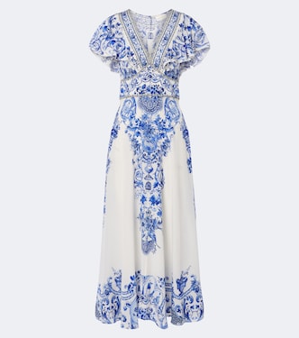 Robe longue en soie à fleurs  | Camilla