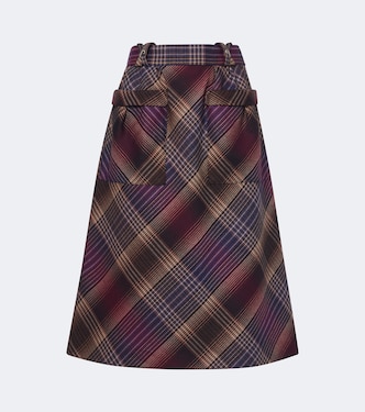 Plaid wool midi skirt | Rabanne