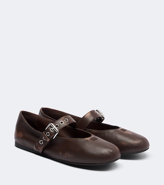 Leather Mary Jane flats | Miu Miu