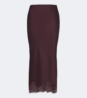 Matilde lace-trimmed satin midi skirt | Rixo