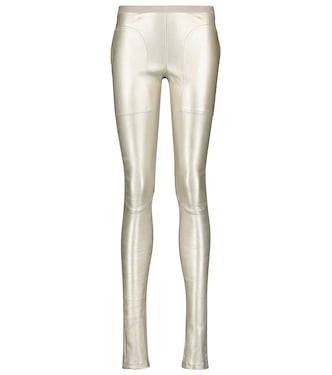 Metallic leather and cotton leggings | Rick Owens