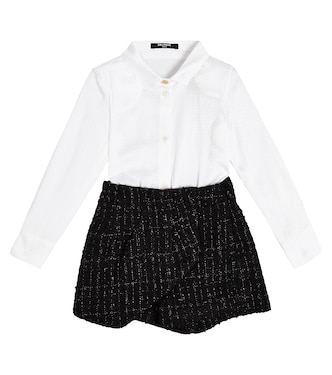 Cotton and wool blend shirt dress | Balmain Kids