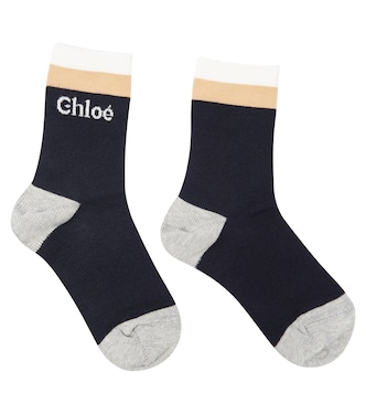 Colorblocked cotton-blend socks | Chloé Kids