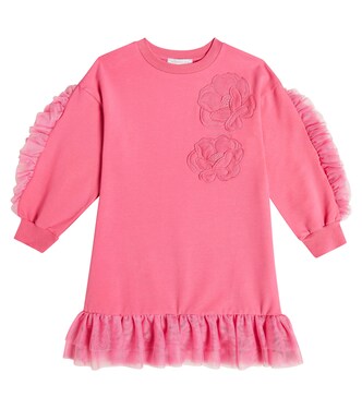 Frill-trimmed sweatshirt dress | Monnalisa