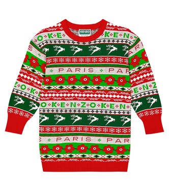 Intarsia cotton-blend sweater dress | Kenzo Kids