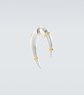 Horn 14kt white and yellow gold single earring | Rainbow K