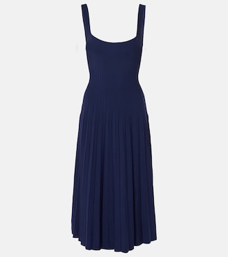 Ellison pleated compact-knit midi dress | Staud