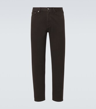 Leather-trimmed cotton straight pants | Zegna