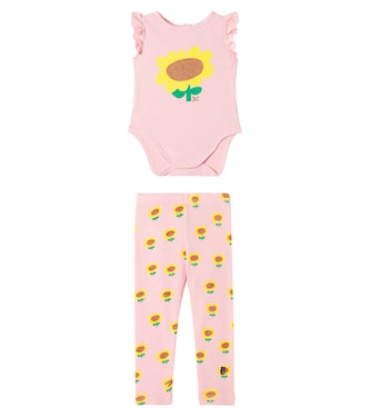 Baby Sunflower cotton-blend bodysuit and leggings set | Bobo Choses