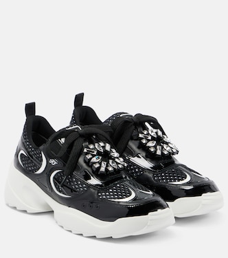 Embellished leather-trimmed sneakers | Roger Vivier