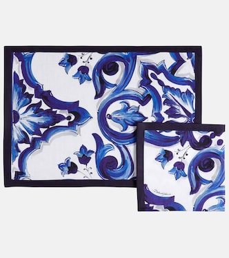 Blu Mediterraneo linen placemat and napkin set | Dolce&Gabbana Casa