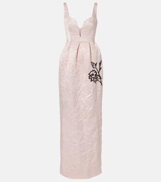 Robe longue brodée en satin | Erdem