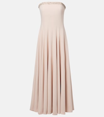 Vestido midi de fiesta Aldina de crepé con cristales | Costarellos