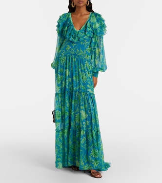 etro tiered silk mini dress Printed silk mini dress - multi