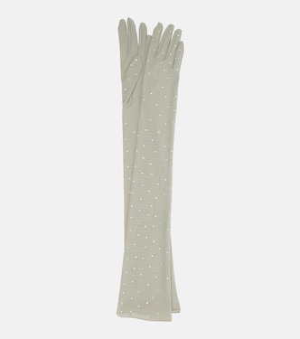 Crystal-embellished mesh gloves | Oséree