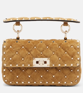 Rockstud Spike Small suede top-handle bag | Valentino Garavani