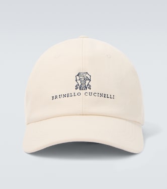 Baseballcap aus Twill mit Leder | Brunello Cucinelli