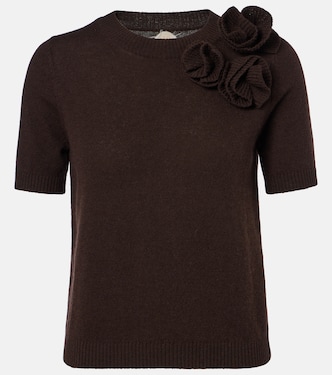 Pullover aus Wolle und Kaschmir mit floraler Applikation | Jardin des Orangers